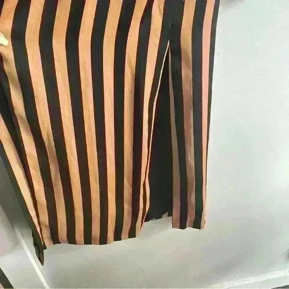 Topshop Camel Stripe Maxi Coat /Jacket Black And Gold US Size 10 New W/ Out Tags - Picture 5 of 9